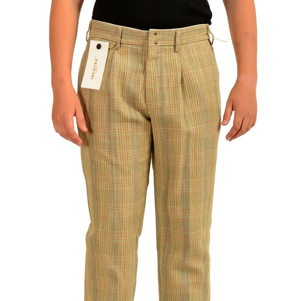 Incotex Slowear Men's Slim Fit "Pattern 36" Linen Plaid Casual Pants Us 30 It 46